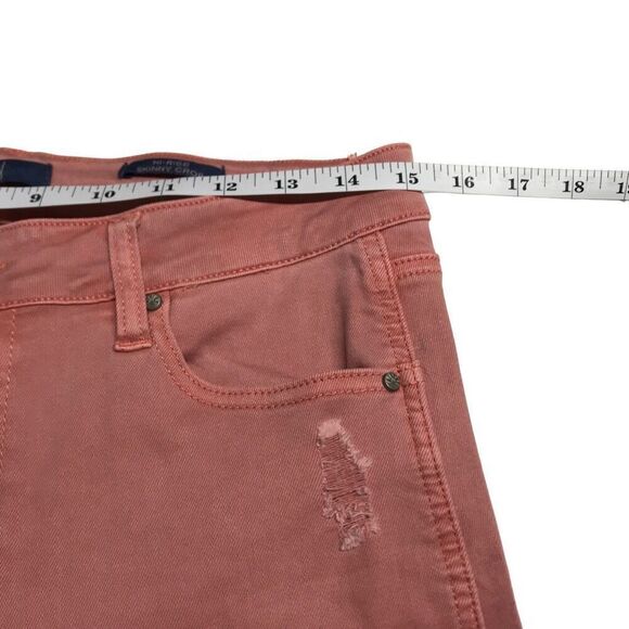 Revery Pink Distressed Hi Rise Skinny Crop Jeans N0376 - Picture 4 of 7